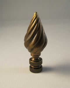 SPIRAL CONE Lamp Finial, Aged Brass Finish, Highly detailed metal casting