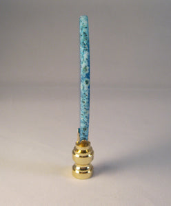 BLUE/AQUA Agate Lamp Finial  With Polished Brass Base