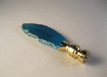Load image into Gallery viewer, BLUE/AQUA Agate Lamp Finial  With Polished Brass Base