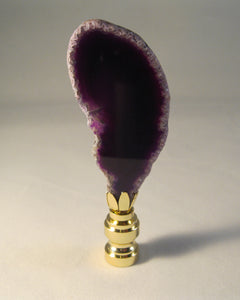 PURPLE/AMETHYST Agate Lamp Finial  With Polished Brass Base