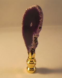 PURPLE/AMETHYST Agate Lamp Finial  With Polished Brass Base