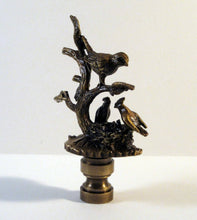 Load image into Gallery viewer, BIRDS IN BRANCHES Lamp Finial-Aged Brass Finish, Highly detailed metal casting