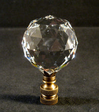 Load image into Gallery viewer, CRYSTAL FACETED BALL-Lamp Finial-Clear, Antique Brass Finish