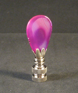 FUCHSIA/VIOLET AGATE Stone Lamp Finial with PB, SN or AB Base (1-PC.)