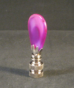 FUCHSIA/VIOLET AGATE Stone Lamp Finial with PB, SN or AB Base (1-PC.)