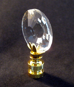 CRYSTAL SUN-Lamp Finial-Clear, Polished Brass Finish