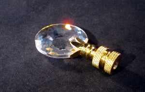 CRYSTAL SUN-Lamp Finial-Clear, Polished Brass Finish