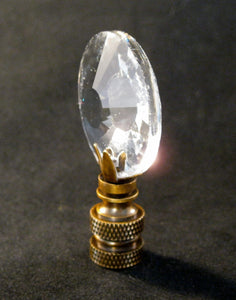 CRYSTAL SUN-Lamp Finial-Clear, Antique Brass Finish
