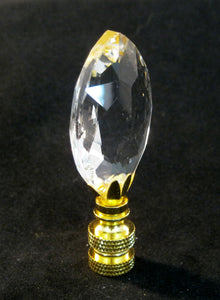CRYSTAL MARQUISE-Lamp Finial-Clear, Polished Brass Finish