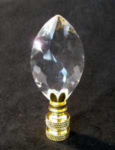 CRYSTAL MARQUISE-Lamp Finial-Clear, Polished Brass Finish