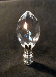 CRYSTAL MARQUISE-Lamp Finial-Clear, Satin Nickel Finish