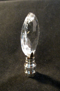 CRYSTAL MARQUISE-Lamp Finial-Clear, Satin Nickel Finish