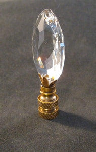 CRYSTAL MARQUISE-Lamp Finial-Clear, Antique Brass Finish