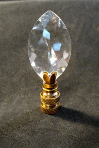 CRYSTAL MARQUISE-Lamp Finial-Clear, Antique Brass Finish
