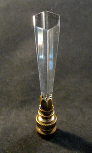 CRYSTAL TAPERED SPEAR-Lamp Finial-Clear, Antique Brass Finish