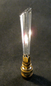 CRYSTAL TAPERED SPEAR-Lamp Finial-Clear, Antique Brass Finish
