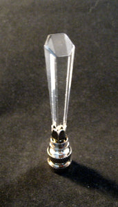 CRYSTAL TAPERED SPEAR-Lamp Finial-Clear, Satin Nickel Finish
