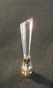 CRYSTAL TAPERED SPEAR-Lamp Finial-Clear, Satin Nickel Finish
