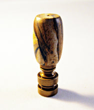 Load image into Gallery viewer, JASPER Barrel Stone Lamp Finial with Aged Brass Base