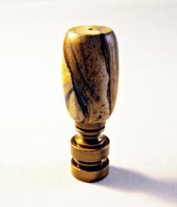 JASPER Barrel Stone Lamp Finial with Aged Brass Base