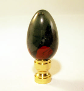 BLOODSTONE (Heliotrope) Stone Lamp Finial with Polished Brass Base