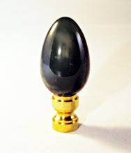 Load image into Gallery viewer, BLOODSTONE (Heliotrope) Stone Lamp Finial with Polished Brass Base