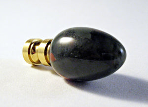 BLOODSTONE (Heliotrope) Stone Lamp Finial with Polished Brass Base