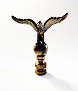 EAGLE ON ORB Lamp Finial-Aged Brass Finish, Highly detailed metal casting