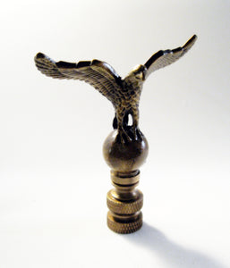 EAGLE ON ORB Lamp Finial-Aged Brass Finish, Highly detailed metal casting
