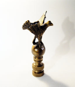 EAGLE ON ORB Lamp Finial-Aged Brass Finish, Highly detailed metal casting