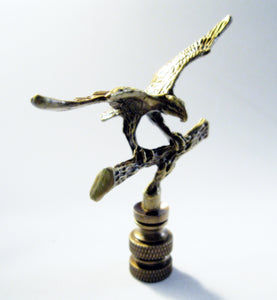 EAGLE IN FLIGHT Lamp Finial-Polished Brass or Antique Brass Finish, Highly detailed metal casting (1-Pc.)