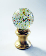 Load image into Gallery viewer, GLASS ORB-Lamp Finial-Confetti, Polished Brass Finish, Dual Thread