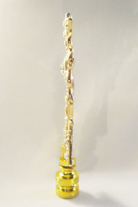 LARGE LATIN CROSS Rhinestone Lamp Finial-Gold Finish, Polished Brass Base