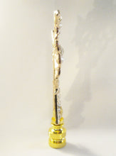 Load image into Gallery viewer, LARGE LATIN CROSS Rhinestone Lamp Finial-Gold Finish, Polished Brass Base