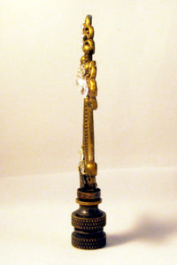 LATIN CROSS Rhinestone Lamp Finial-Aged Brass Finish