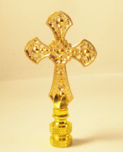 Load image into Gallery viewer, LATIN CROSS Clear Rhinestone Lamp Finial-Gold Finish, Polished Brass Base