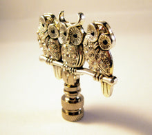 Load image into Gallery viewer, OWLS ON BRANCH Rhinestone Lamp Finial-Antique Silver Finish