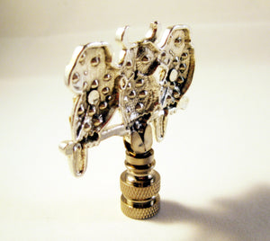 OWLS ON BRANCH Rhinestone Lamp Finial-Antique Silver Finish