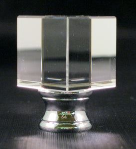 CUBE-Optic Glass Crystal Lamp Finial-Chrome or Satin Brass Finish