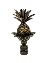 Load image into Gallery viewer, LARGE PINEAPPLE Lamp Finial, Aged Brass Finish, Highly detailed metal casting
