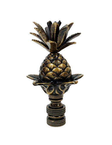 LARGE PINEAPPLE Lamp Finial, Aged Brass Finish, Highly detailed metal casting