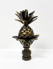 Load image into Gallery viewer, LARGE PINEAPPLE Lamp Finial, Aged Brass Finish, Highly detailed metal casting