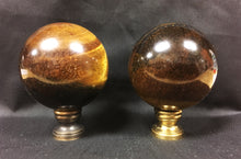 Load image into Gallery viewer, Extra Large TIGER EYE QUARTZ Stone Lamp Finial-on Pedestal Base, AB, PB or CH Finish (1 Pc.)