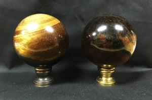 Extra Large TIGER EYE QUARTZ Stone Lamp Finial-on Pedestal Base, AB, PB or CH Finish (1 Pc.)