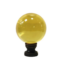 Load image into Gallery viewer, LARGE GLASS ORB-Lamp Finial-LITE AMBER, Solid Brass Base, 3-Finishes