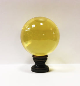 LARGE GLASS ORB-Lamp Finial-LITE AMBER, Solid Brass Base, 3-Finishes