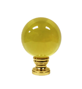 LARGE GLASS ORB-Lamp Finial-LITE AMBER, Solid Brass Base, 3-Finishes