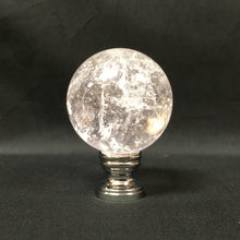 Load image into Gallery viewer, Large ROCK QUARTZ Stone Lamp Finial-on Pedestal Base, AB, PB or CH Finish (1 Pc.)