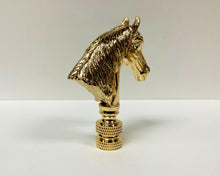 Load image into Gallery viewer, HORSE HEAD Lamp Finial, Polished Brass Finish, Highly detailed metal casting