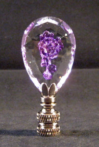 LASER ENGRAVED CRYSTAL FLOWER-Lamp Finial-Lilac, AB, PB OR SN Finish